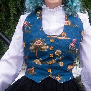 Vintage Reproduction 1950s Blue Halter Vest Weskit